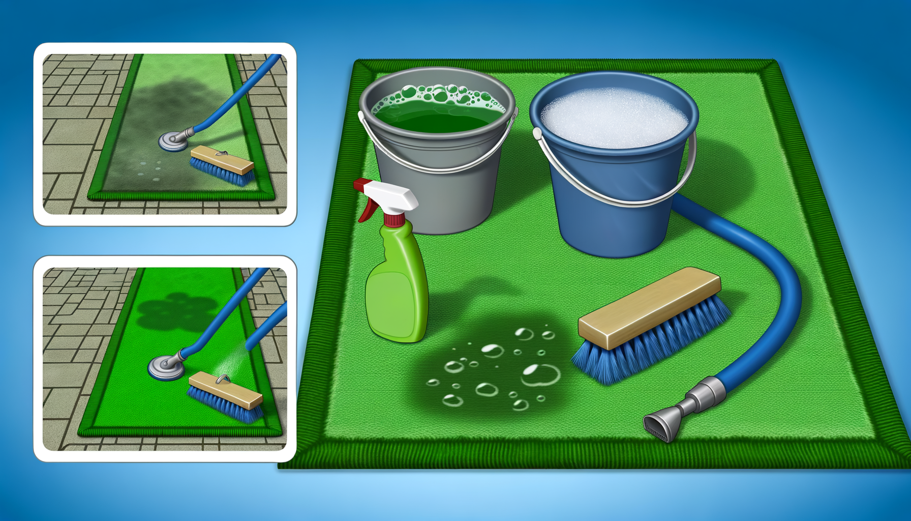 Comment nettoyer un tapis de terrasse vert ?