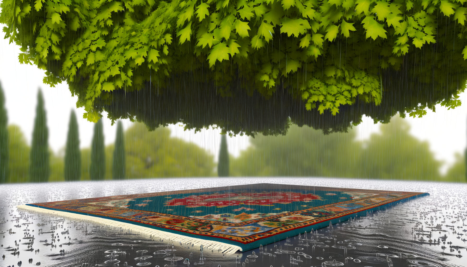 Un tapis d'extérieur peut-il rester sous la pluie ?