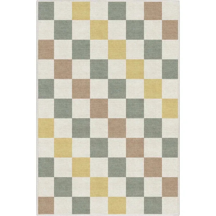 Checkered Living Room Carpet Ins Fashion Simple Macron Color Area Rug American Retro Modern Entrance Mat Non Slip