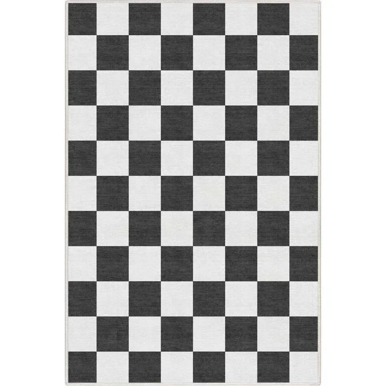 Checkered Living Room Carpet Ins Fashion Simple Macron Color Area Rug American Retro Modern Entrance Mat Non Slip