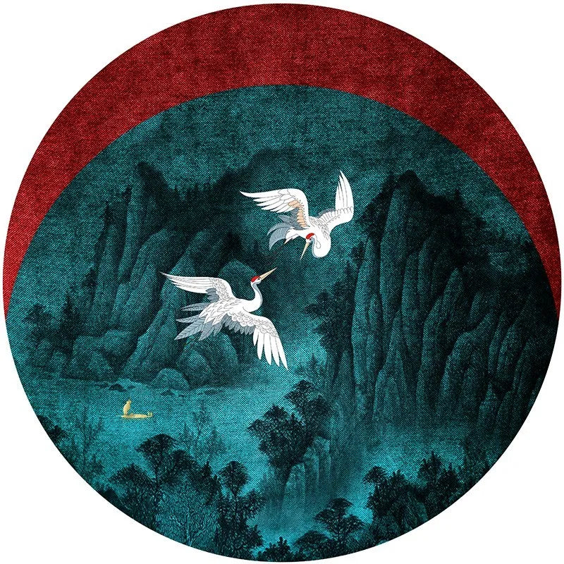 Children’s room game non slip carpet Chinese crane round living bed bath small home decoration