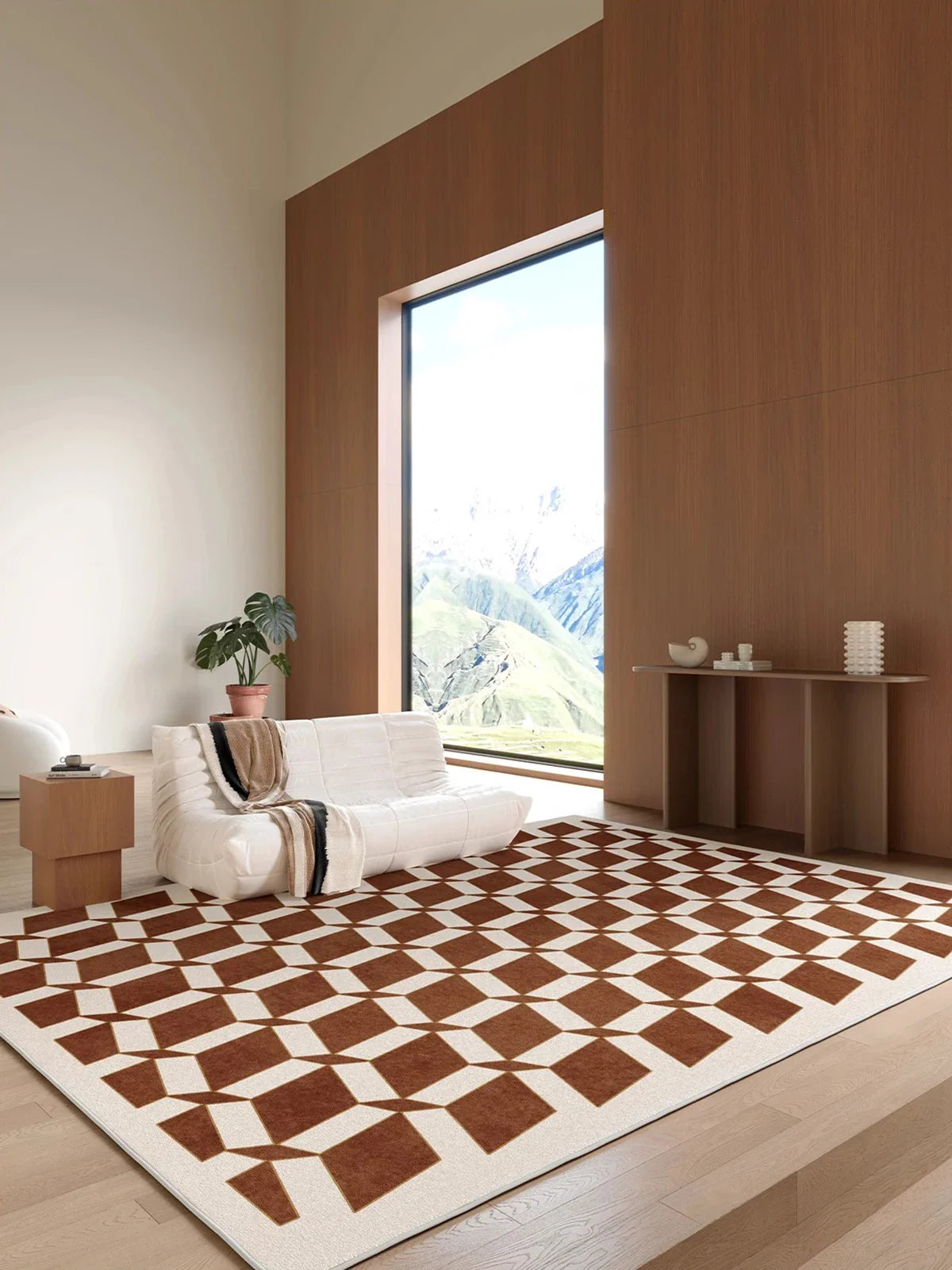 grand tapis de salon damier