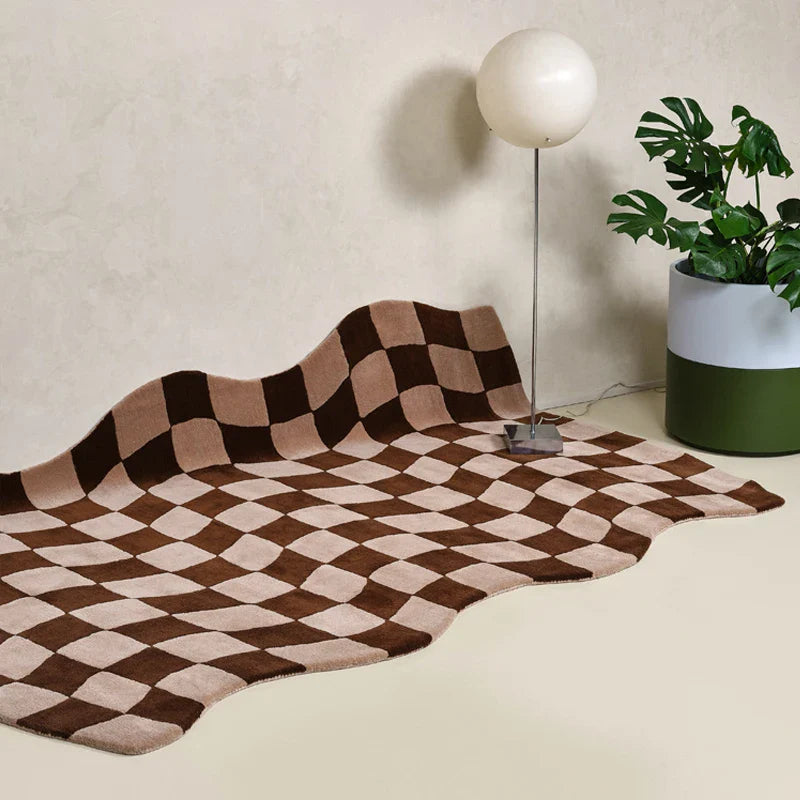 Modern Style Bedroom Decor Bedside Carpet Thicken Trendy Art Floor Mat Classic Vintage Plaid Rug Home Irregular Plush
