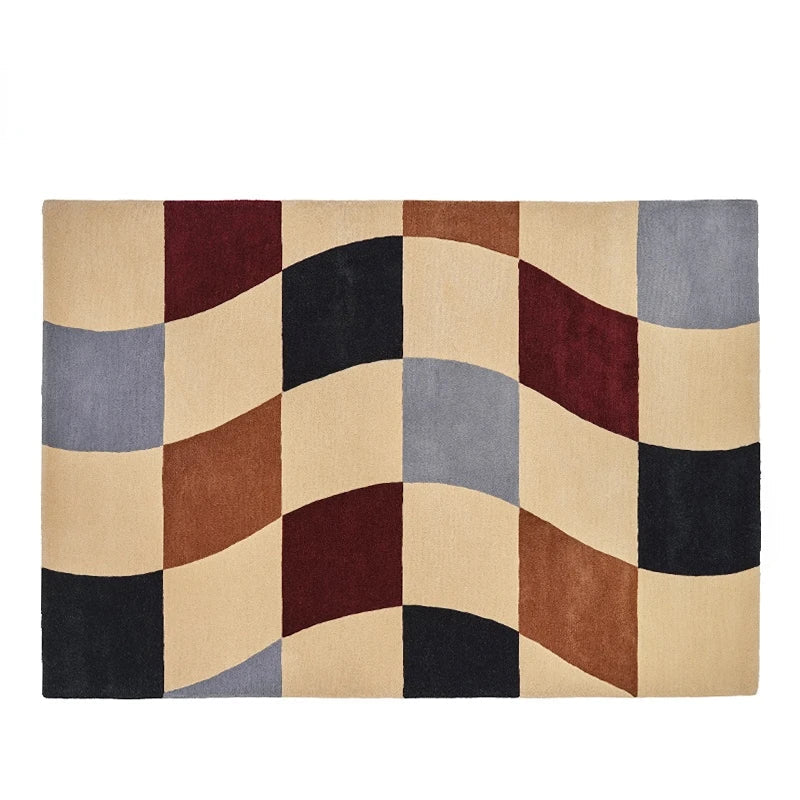Modern Style Bedroom Decor Bedside Carpet Thicken Trendy Art Floor Mat Classic Vintage Plaid Rug Home Irregular Plush