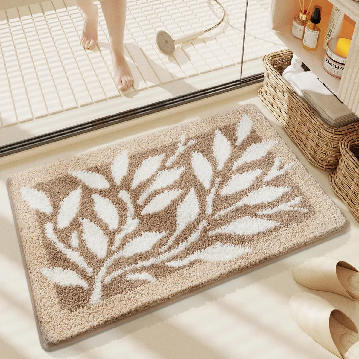 tapis bain beige