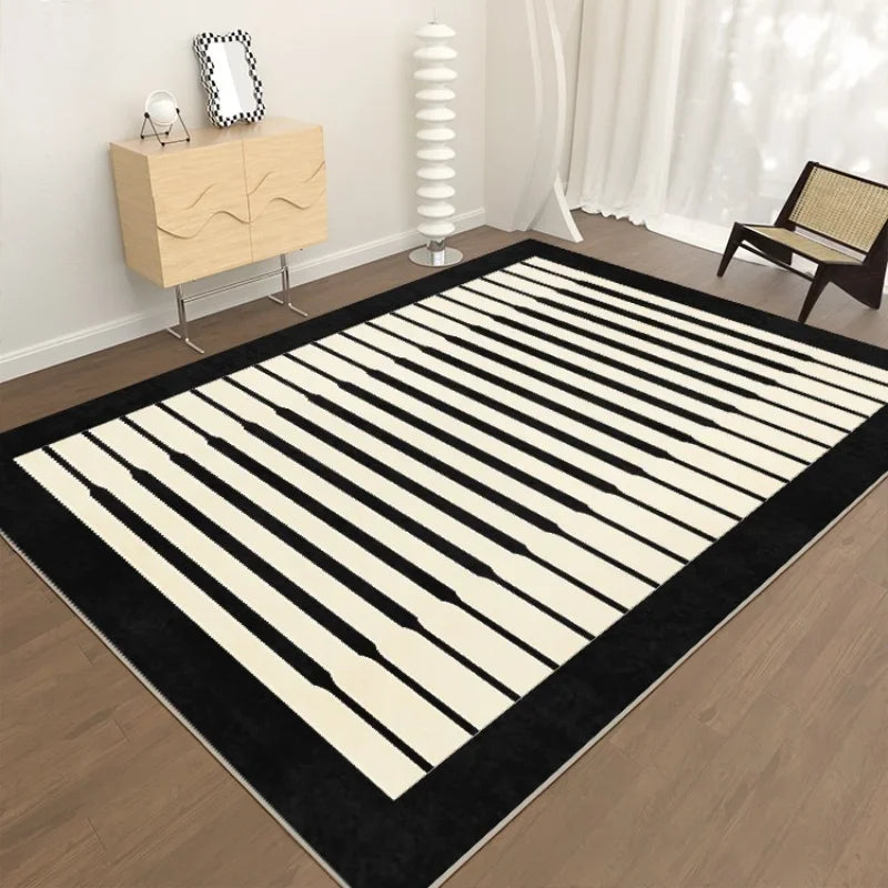 tapis beige rayé noir