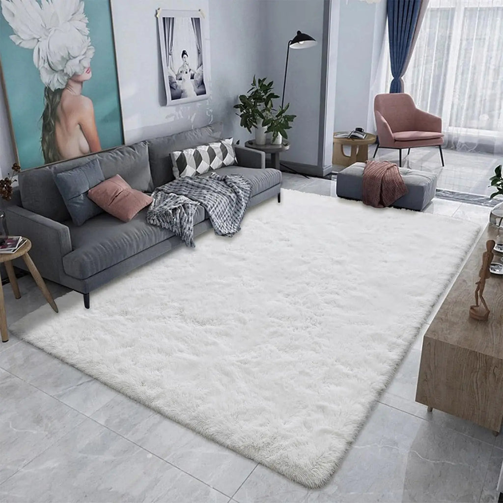 tapis blanc poil long
