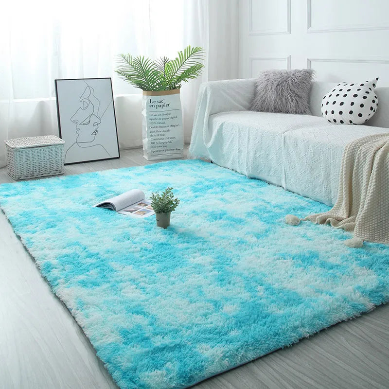 tapis bleu shaggy 40x60cm