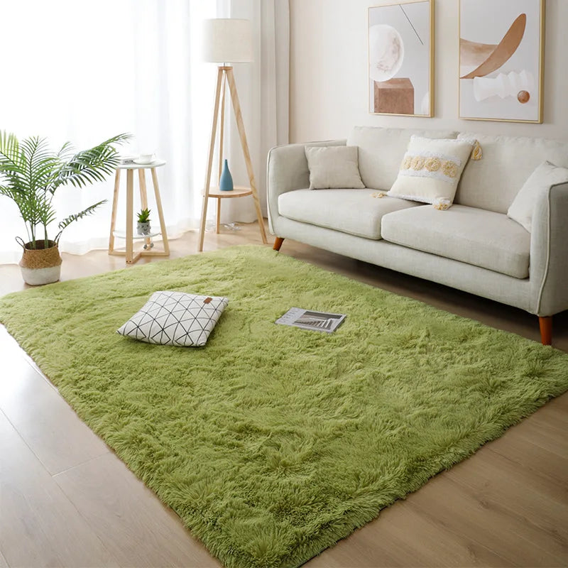 tapis chambre fluffy vert 40x60cm