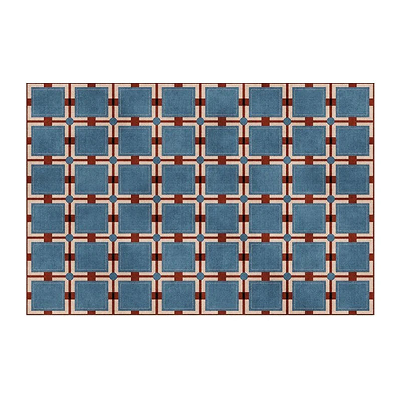 tapis damier bleu 50x80cm