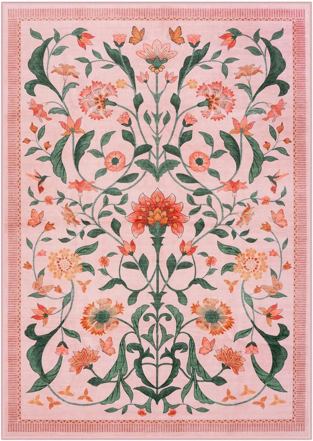 tapis fleurs rose 40x60cm