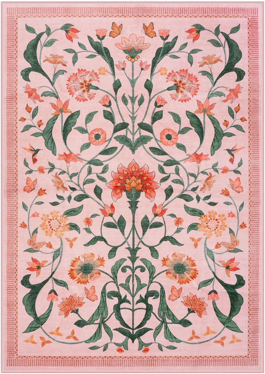 tapis fleurs rose 40x60cm