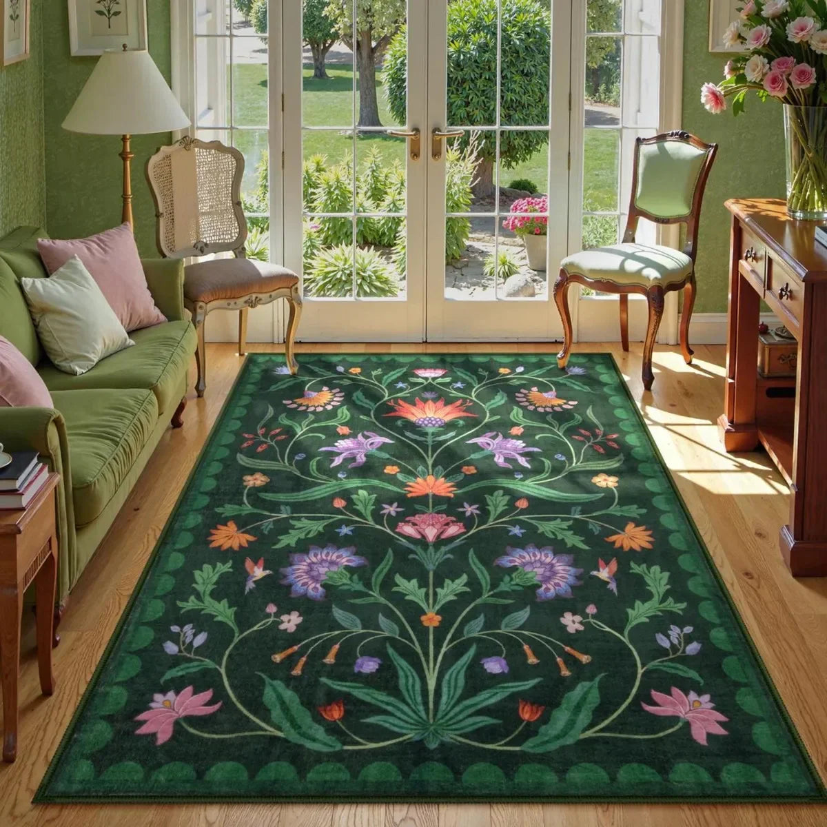 tapis fleurs vintage