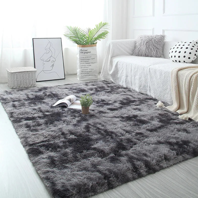 tapis fluffy gris foncé 40x60cm