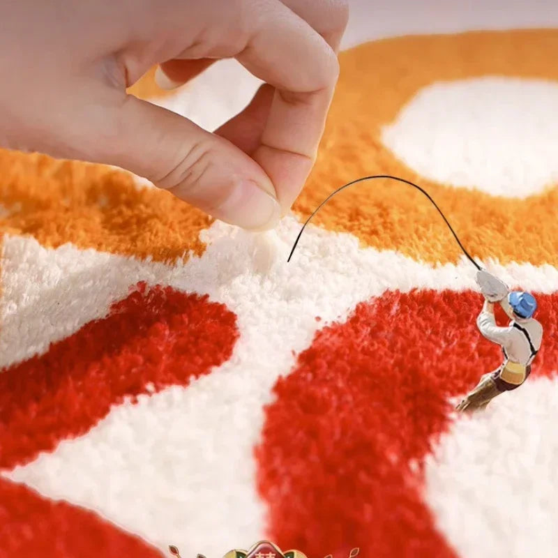 tapis géométrique bleu canard