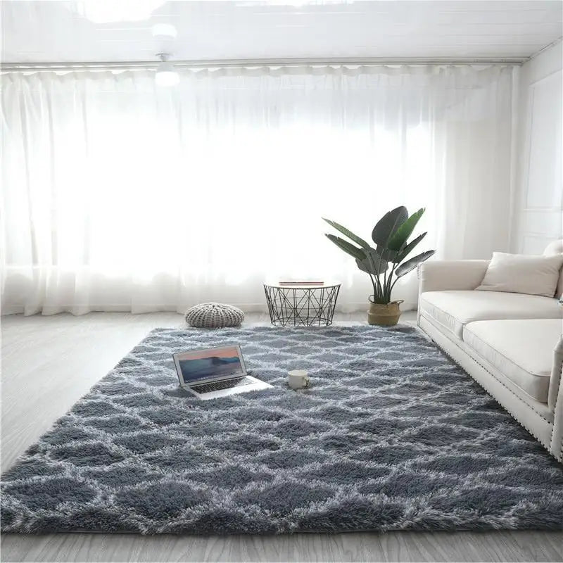 tapis gris poil long 80x120cm