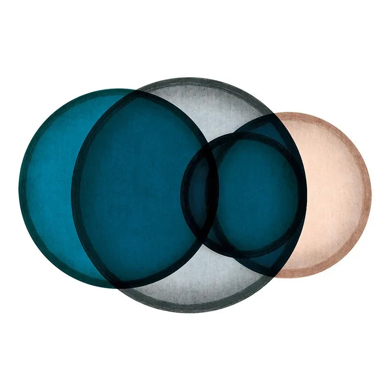 tapis irrégulier bleu et beige 50x80cm