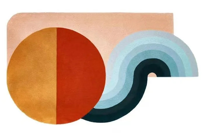 tapis irrégulier orange et bleu 120x160cm