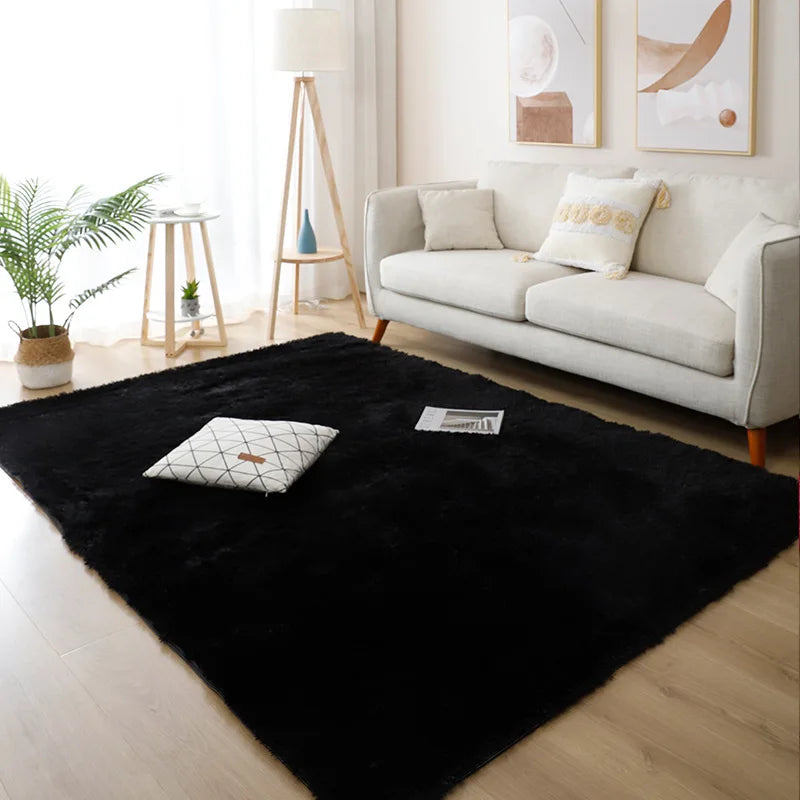 tapis noir shaggy 40x60cm