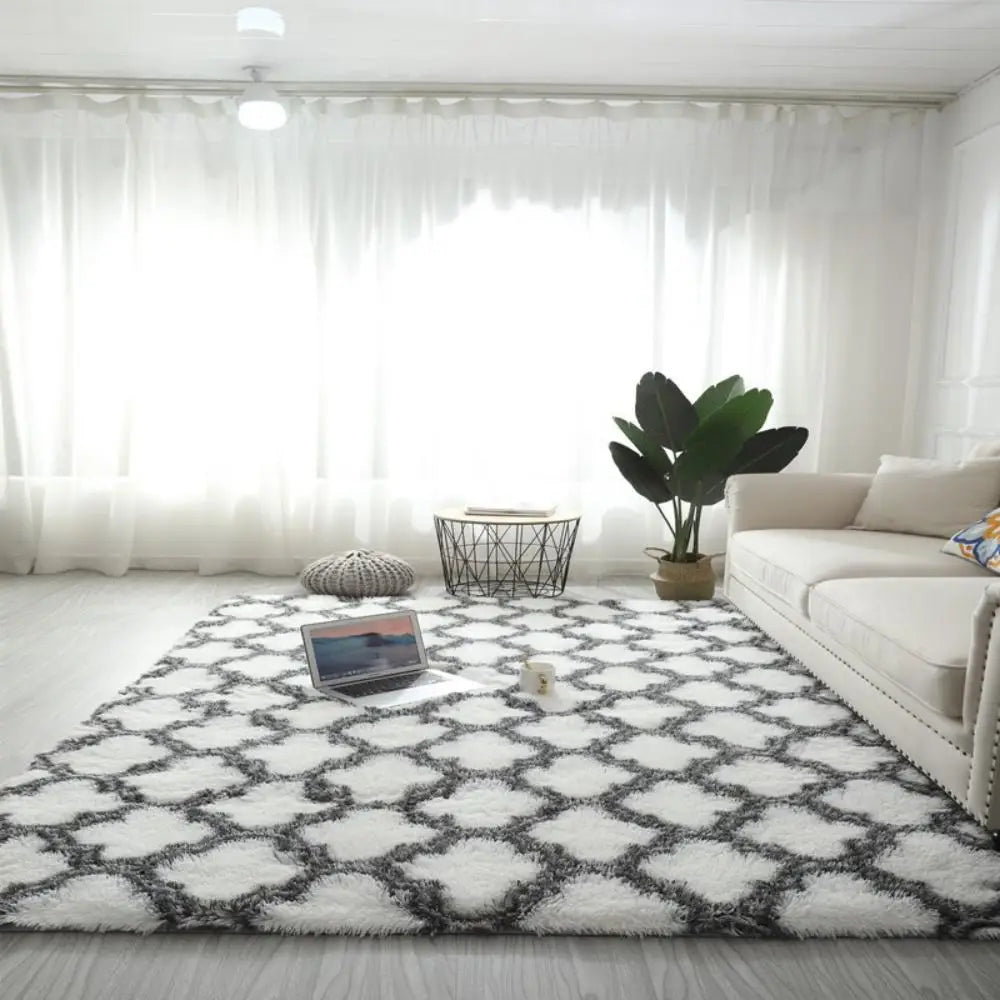 tapis poil long blanc 80x120cm