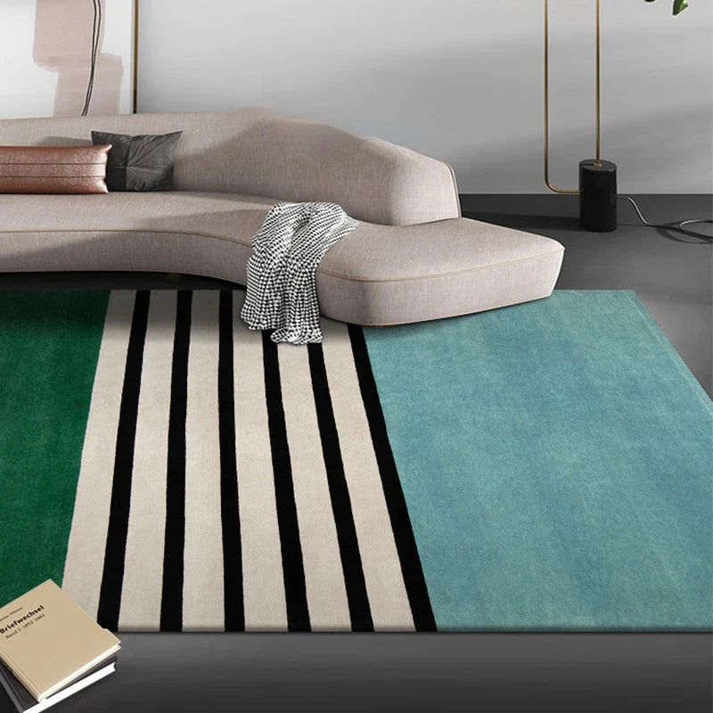 tapis rayé multicolore