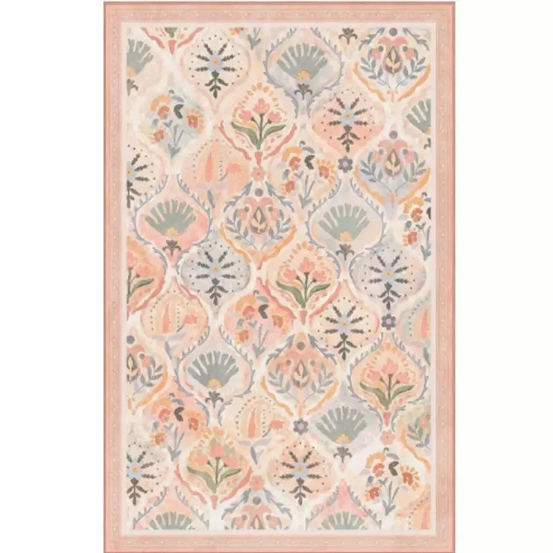 tapis rose fleurs 40x60cm